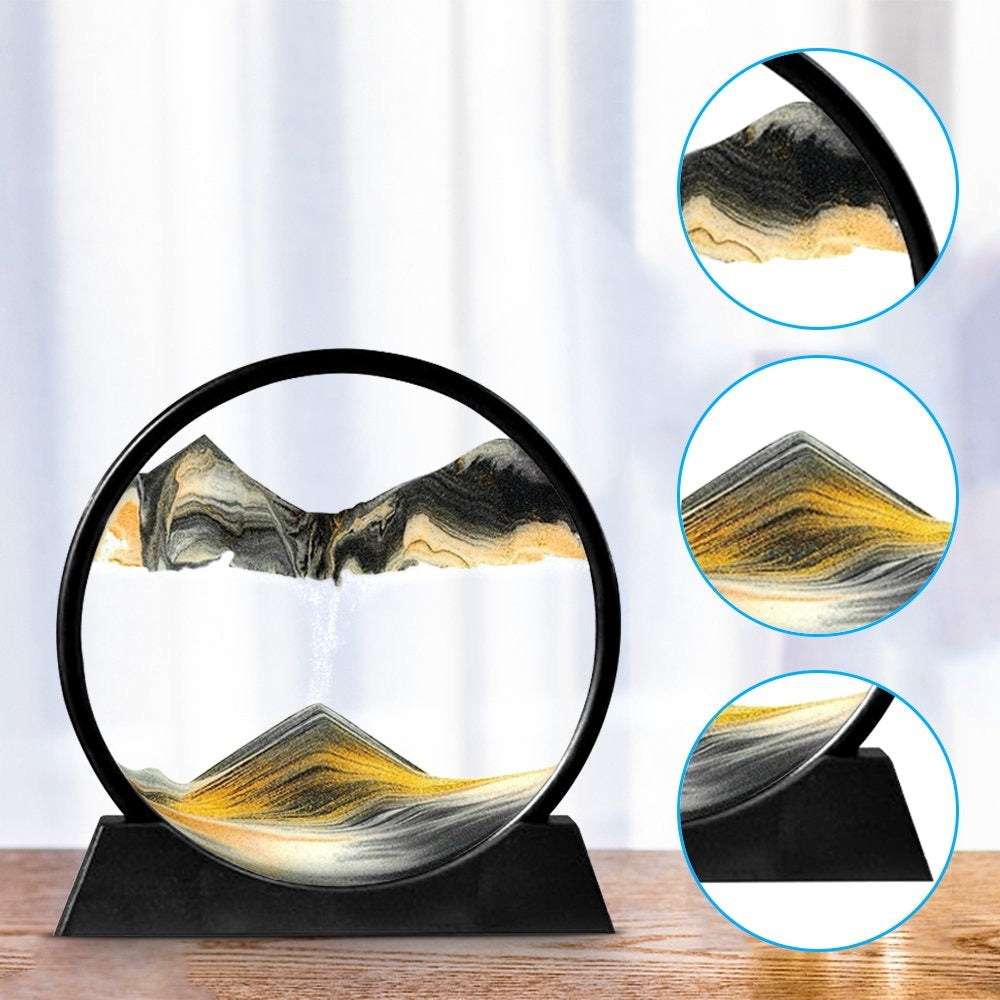 Sandscape Painting 3D Moving Sand Art Hourglass Sand Timer Mountain Lamp With Metal Stand Home Decoration
