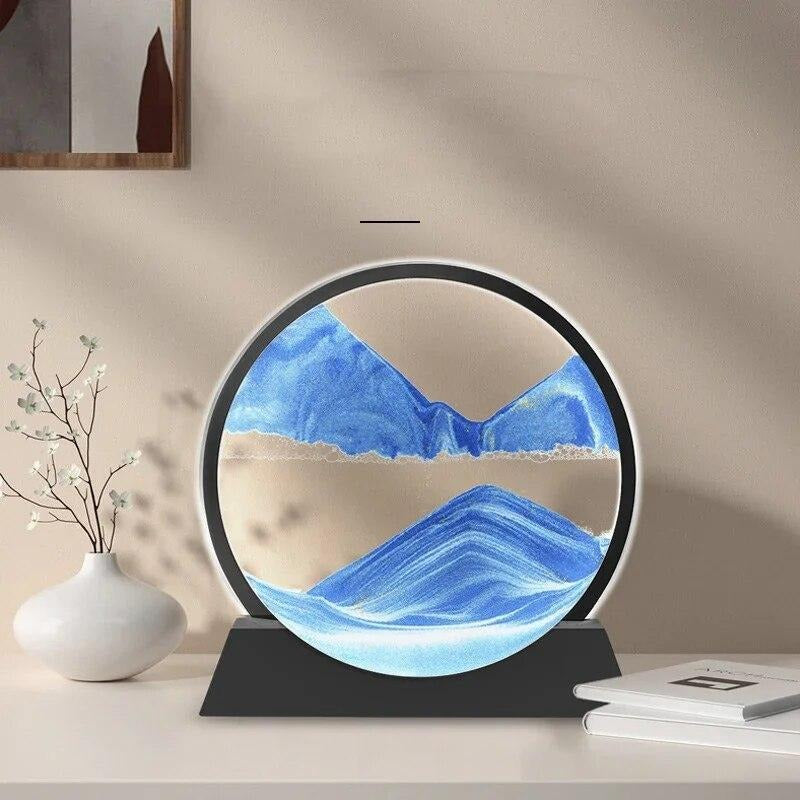Sandscape Painting 3D Moving Sand Art Hourglass Sand Timer Mountain Lamp With Metal Stand Home Decoration