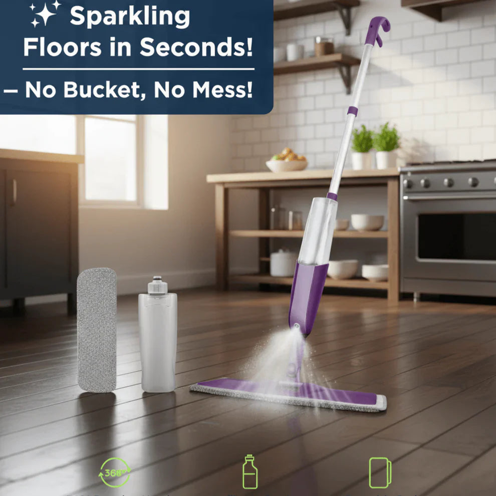 360 Rotating Spray Mop For Floor Cleaning With Refillable Bottle Providing Easy Use Durable Quality - Dual Fabric