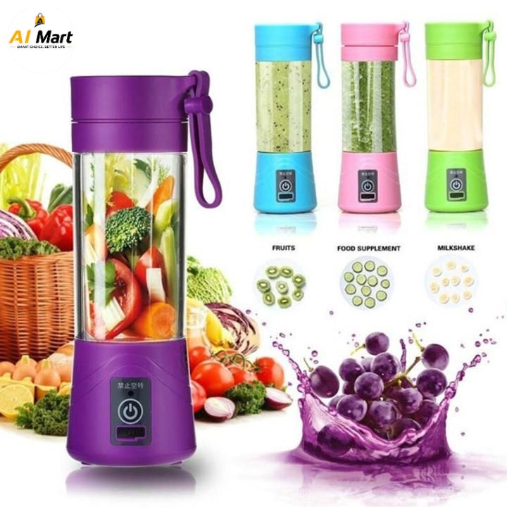 Portable USB Rechargeable Blender & Juicer – Personal Wireless Mini Smoothie Maker with Stainless Steel Blades for Shakes & Juices